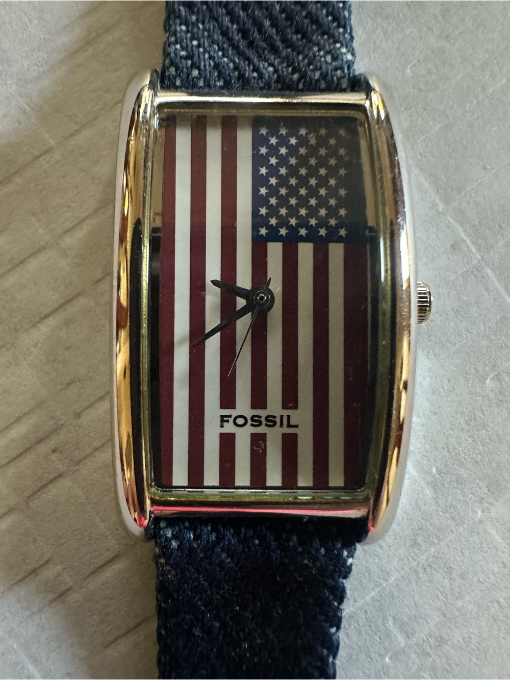 Fossil Women's Rectangular American Flag Dial Watch in Red, White and Blue